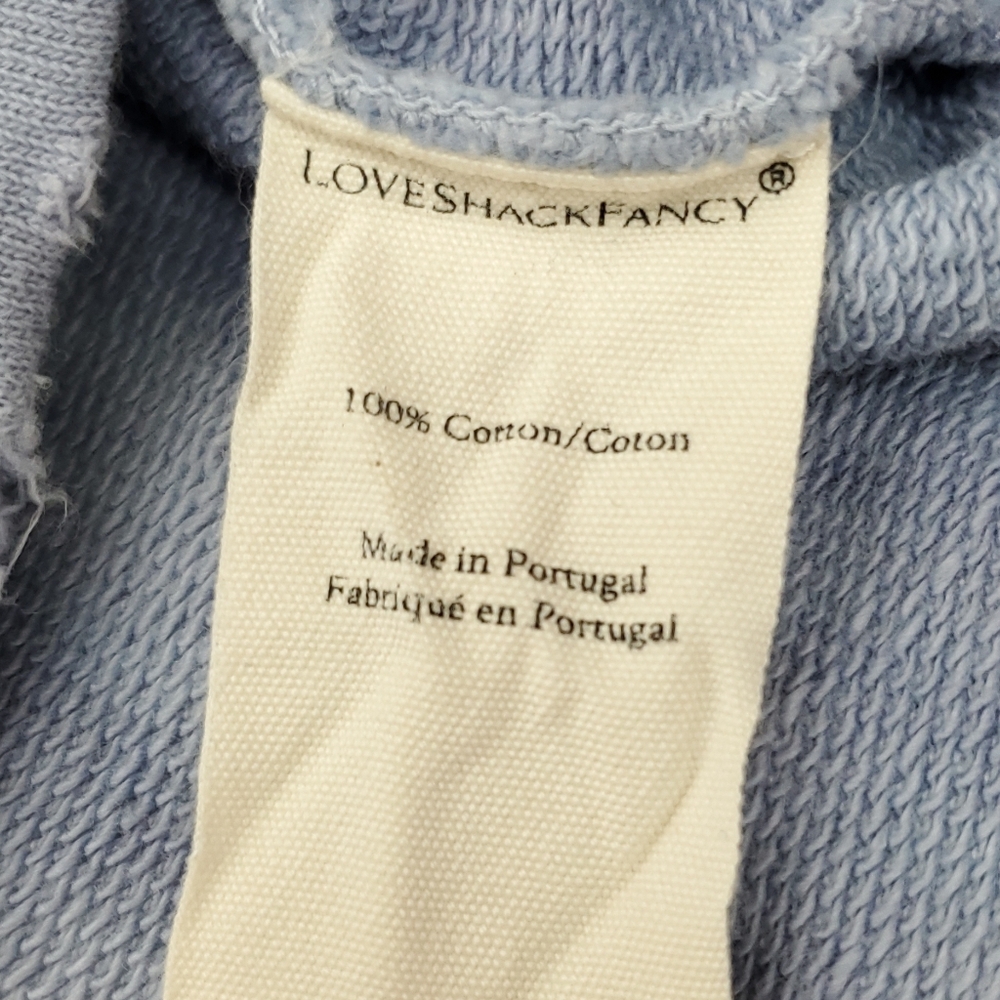 Love Shack Fancy Anarosa Hoodie Sweater in Washed Denim Tie-Dye Women's Size L - Picture 7 of 10